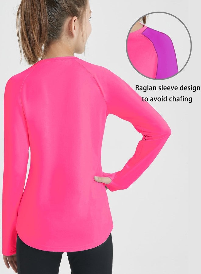 EXARUS 3 Pack Girls Long Sleeve Shirts Athletic Quick Dry Tops UPF 50+ Performance Tees with Thumb Holes for Teens Set 3 10Y - Image 3